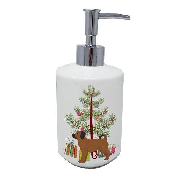 Carolines Treasures 7 x 3.5 in. Puggle Christmas Tree Ceramic Soap Dispenser - CK3863SOAP