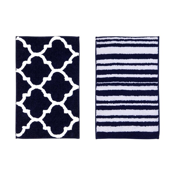 Better Trends Marrakesh Collection 100% Polyester  21' x 34' Rectangle Bath Rug in Navy - BAMA2134NV