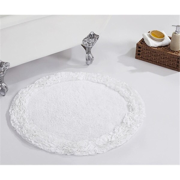 Better Trends Shaggy Border Collection 100% Cotton 30' Round Bath Rug in White - BARR30RWH