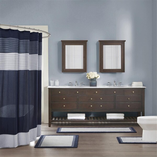 Madison Park Navy 100 Percent Cotton Tufted Bath Rug - MP72-6205
