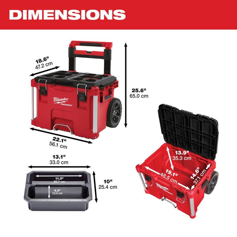 Milwaukee PACKOUT 22 in. Rolling Tool Box and 19 in. Tool Tray - 48-22-8426-8045