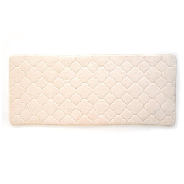 Stephan Roberts Home 24 x 60 in Embroidered Memory Foam Bath Mat Tapioca - 60NEM4V1512