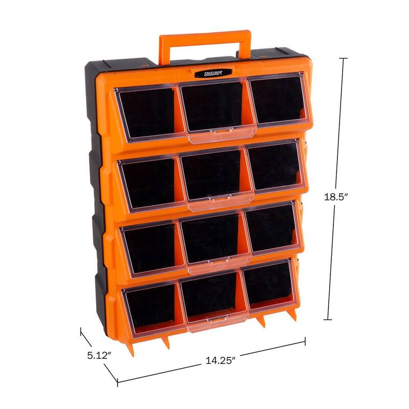 Stalwart 14.25 in. Plastic Storage Drawers - 12-Bin Screw Organizer - Craft Cabinet for Hardware, Black - 75-TSBS-G-2019