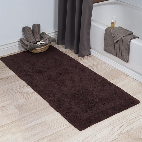 Daphnes Dinnette 24 x 60 in. Plus 100 Percent Cotton Bathroom Runner, Chocolate - DA3250870