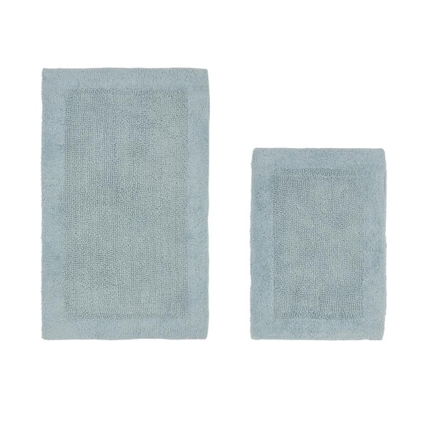 Convenience Concepts Edge Collection 100% Cotton 2 Piece Set 17' x 24', 21' x 34' Bath Rug Set in Blue - HI3143137