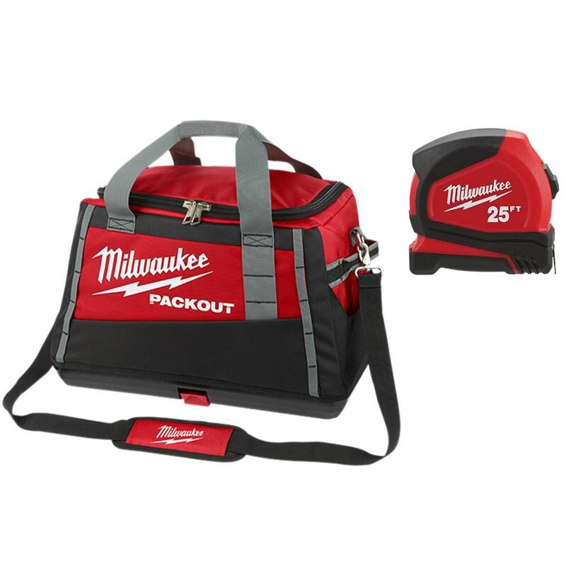 Milwaukee 20 in. PACKOUT Tool Bag/Tote with 25 ft. Compact Tape Measure - 48-22-8322-48-22-6625