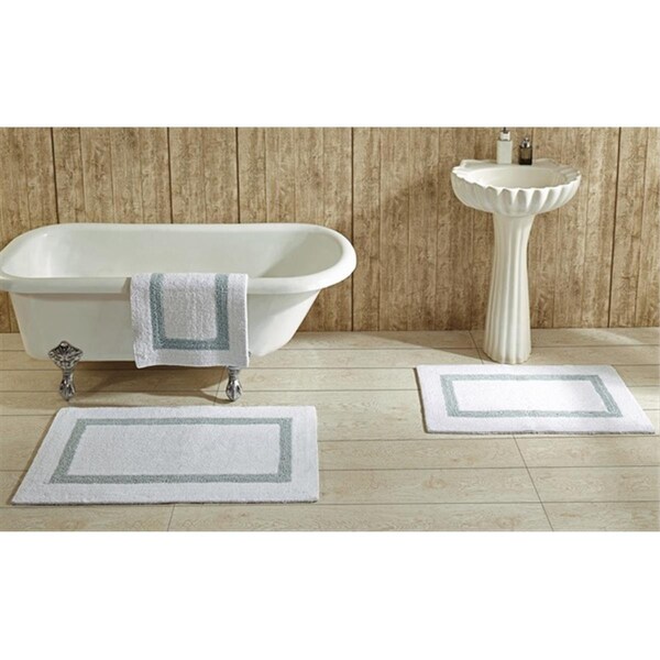 Better Trends Hotel Collection Bathrug, White & Blue - 24 x 40 in. Set of 2, 2PK - BAHO2440WHBL