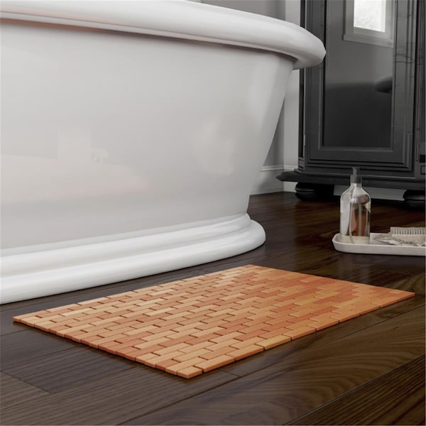 Lavish Home Lavish Home Bamboo Bath Mat-Eco-Friendly Natural Wooden Non-Slip Roll Up Lattice Design Mat - 67-BAMB-2