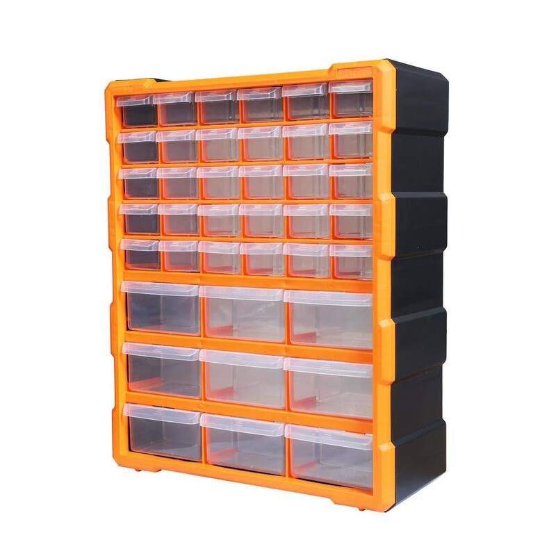 Big Red 39-Drawers Plastic Storage Cabinet Organizer for Desktop or Wall Mounted Organization, Black/Orange - AG1502R
