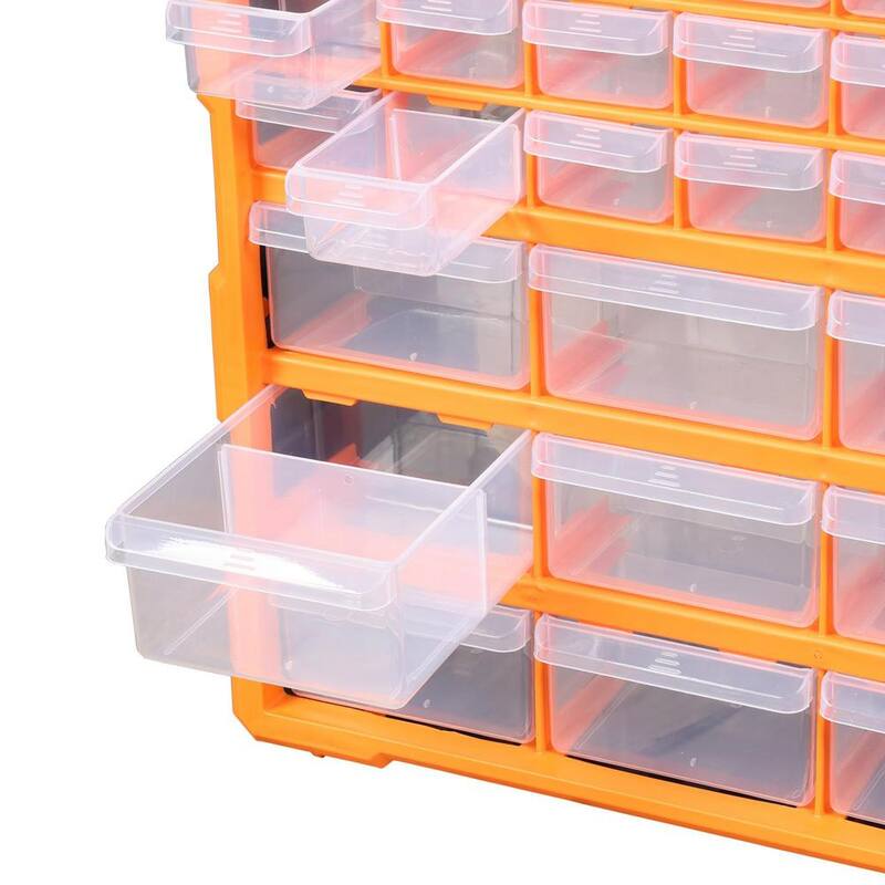 Big Red 39-Drawers Plastic Storage Cabinet Organizer for Desktop or Wall Mounted Organization, Black/Orange - AG1502R