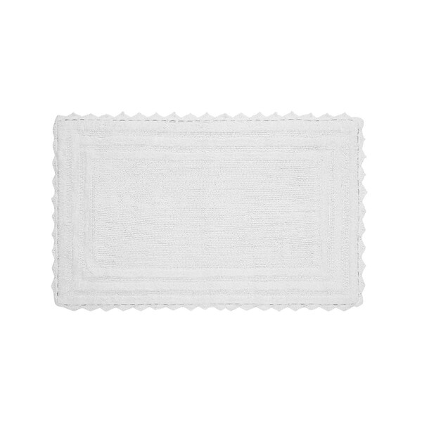 Better Trends Lilly Crochet Collection 100% Cotton 24' x 40' Rectangle Bath Rug in White - BALIL2440WH