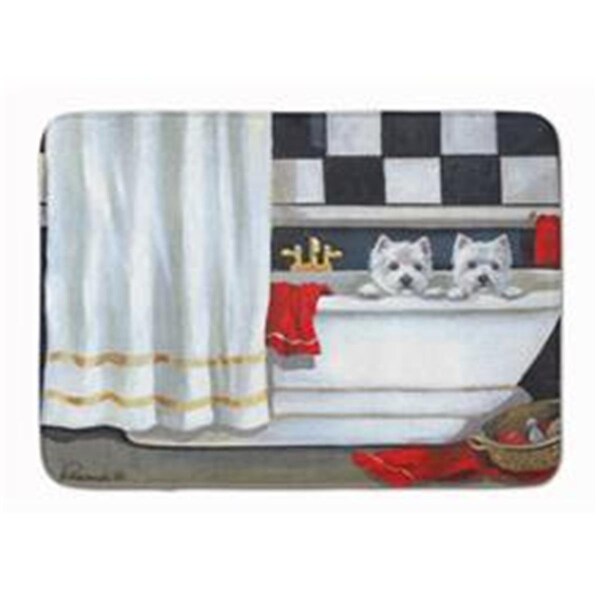 Carolines Treasures 19 x 27 in. Westie Pour Le Bain Bathtime Machine Washable Memory Foam Mat - PPP3281RUG