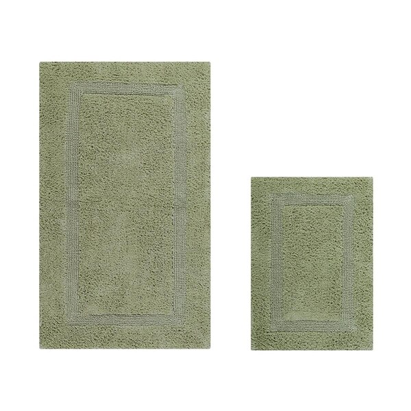 Better Trends Lux Collection 100% Cotton 2 Piece Set 17' x 24', 24' x 40' Bath Rug Set in Sage - BALU2PC1740SA