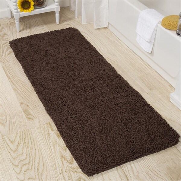 Lavish Home 2 by 5 ft. Memory Foam Shag Bath MatChocolate - 67-19-C