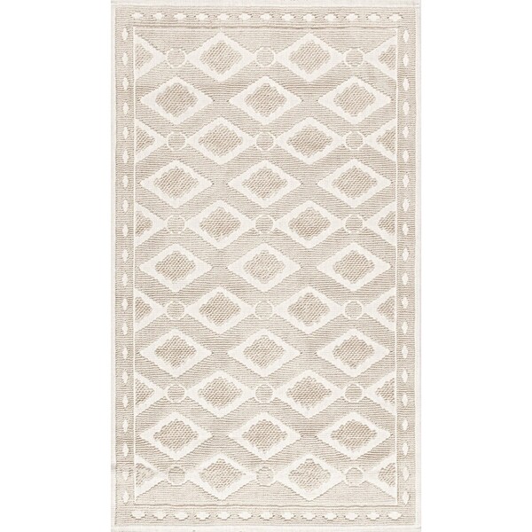 Nuloom Colton Textured Geometric Trellis Bath Mat 1ft 5in x 2ft - PSKO03B-1502