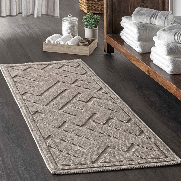 Nuloom Hudson Abstract Maze Bath Mat 1ft 9in x 2ft 10in - PSKO02C-190210