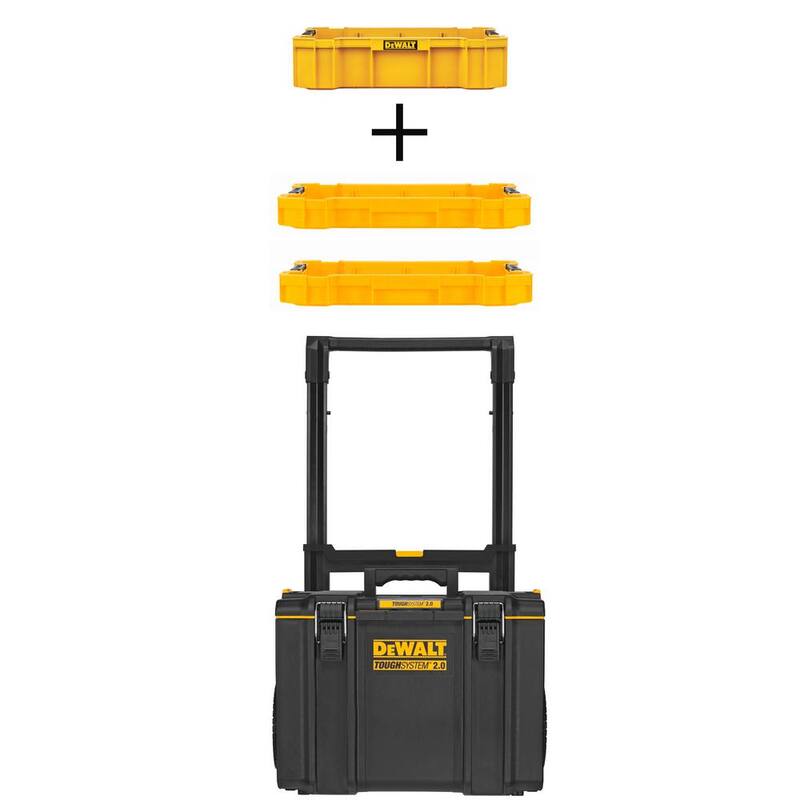 DEWALT TOUGHSYSTEM 2.0 24 in. Deep Tool Tray, (2) TOUGHSYSTEM 2.0 Shallow Tool Tray and TOUGHSYSTEM 2.0 Mobile Tool Box - DWST08120W10050