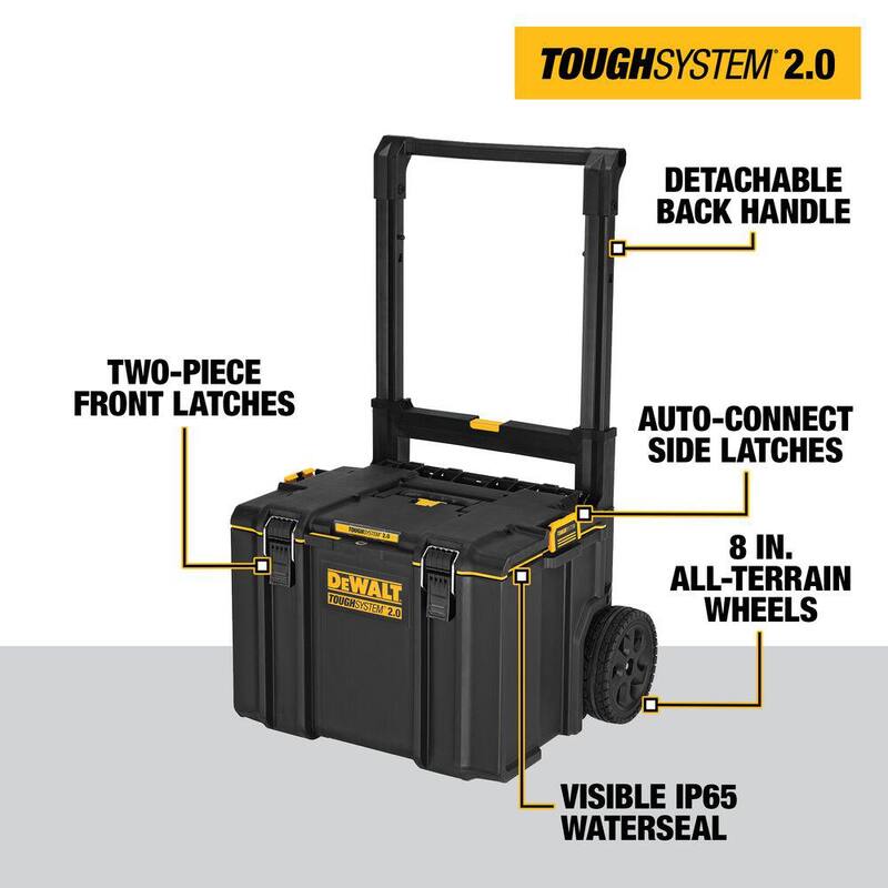 DEWALT TOUGHSYSTEM 2.0 24 in. Deep Tool Tray, (2) TOUGHSYSTEM 2.0 Shallow Tool Tray and TOUGHSYSTEM 2.0 Mobile Tool Box - DWST08120W10050