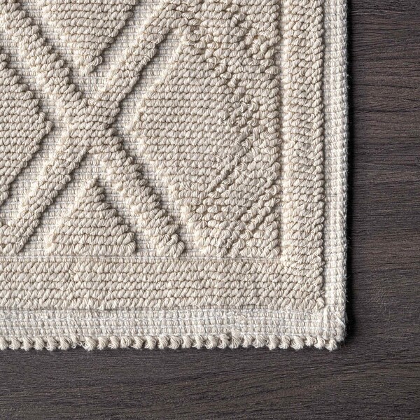 Nuloom Sheridan Textured Diamond Trellis Bath Mat 2ft 2in x 3ft 9in - PSKO01B-22039