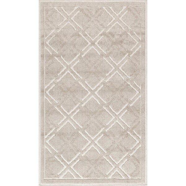 Nuloom Sheridan Textured Diamond Trellis Bath Mat 1ft 5in x 2ft - PSKO01B-1502
