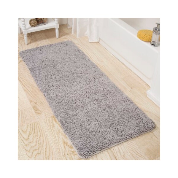 Hastings Home Hastings Home Memory Foam Shag Bath Mat 2-feet by 5-feet - Grey - 168938MSX