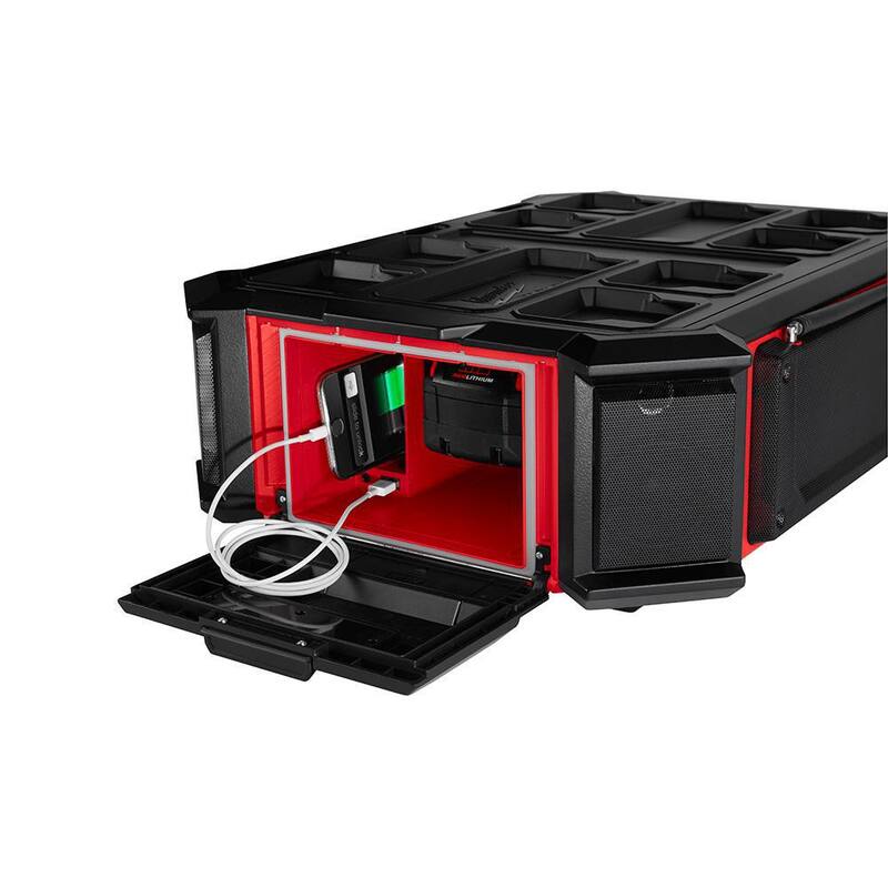 Milwaukee PACKOUT 20 in. 2-Wheel Utility Cart with M18 Lithium-Ion Cordless PACKOUT Radio/Speaker with Built-In Charger - 48-22-8415-2950-20