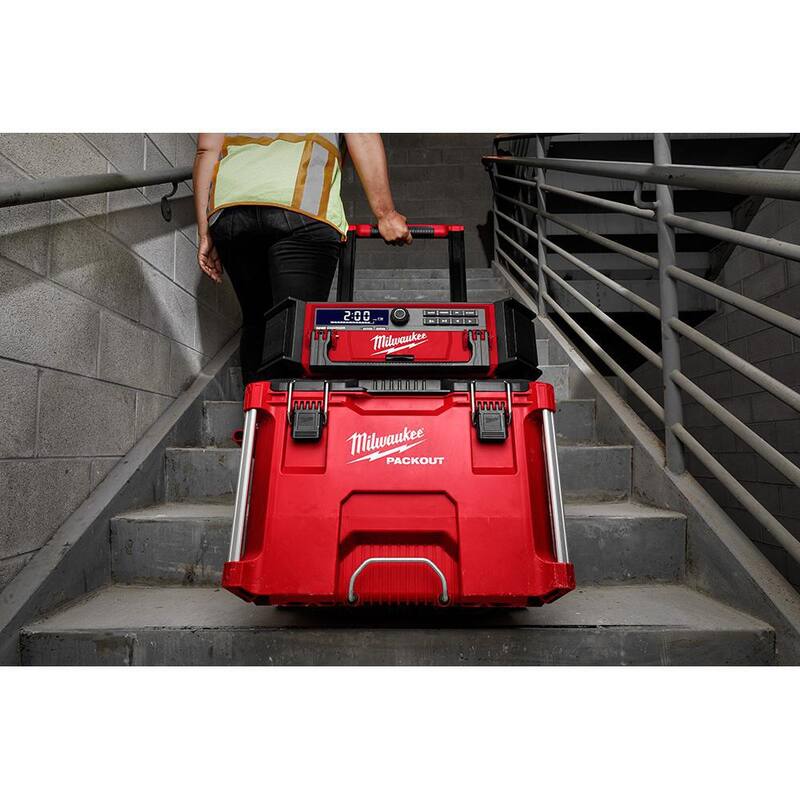 Milwaukee PACKOUT 20 in. 2-Wheel Utility Cart with M18 Lithium-Ion Cordless PACKOUT Radio/Speaker with Built-In Charger - 48-22-8415-2950-20