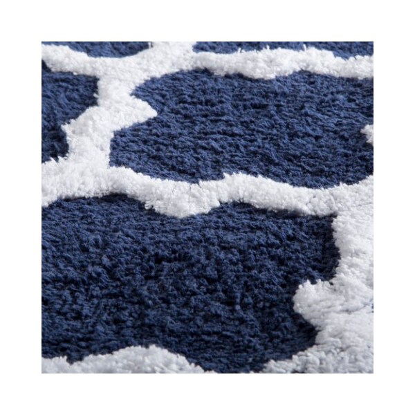 Hastings Home Hastings Home 100 Percent Cotton 2 Piece Trellis Bathroom Mat Set - Navy - 521714ETB