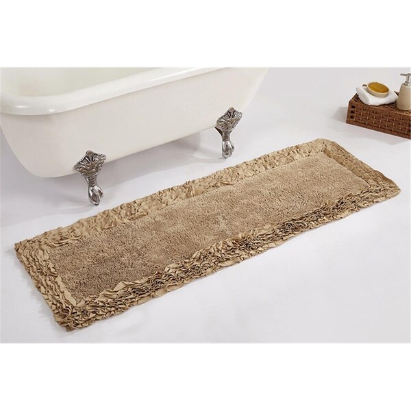 Better Trends Shaggy Border Collection 100% Cotton 20' x 60' Runner Bath Rug in Beige - BARR2060BE