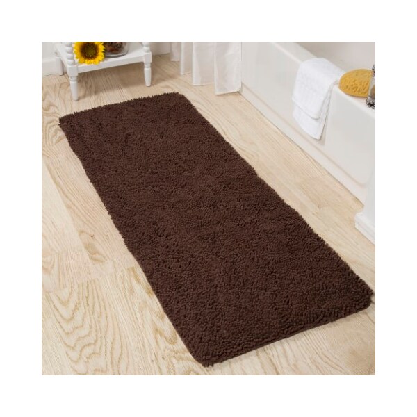 Hastings Home Hastings Home Memory Foam Shag Bath Mat 2-feet by 5-feet - Chocolate - 671544TTB