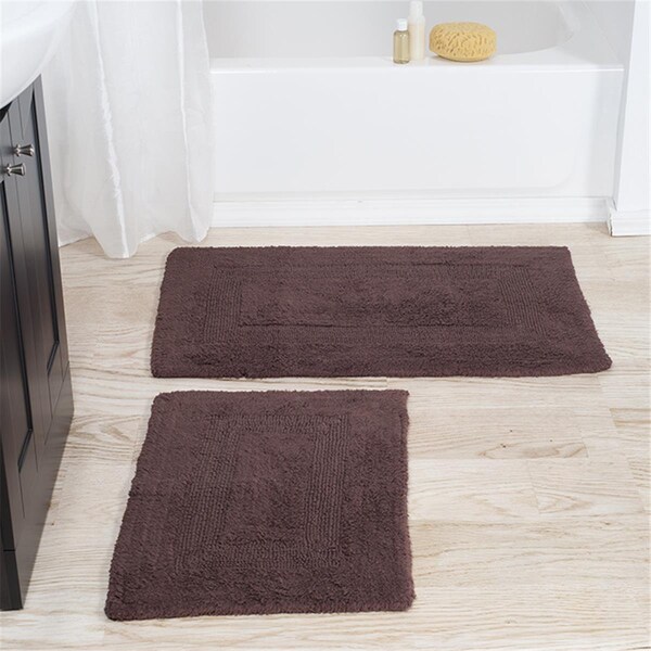 Daphnes Dinnette 100 Percent Cotton 2 Piece Bathroom Runner Set, Chocolate - DA3242149