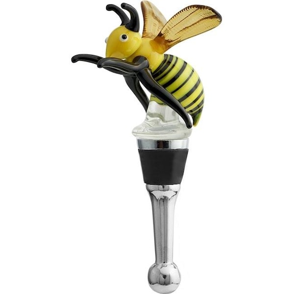 Ls Arts Inc LS Arts BS-399 Bottle Stopper -Yellow Bee - BS-399