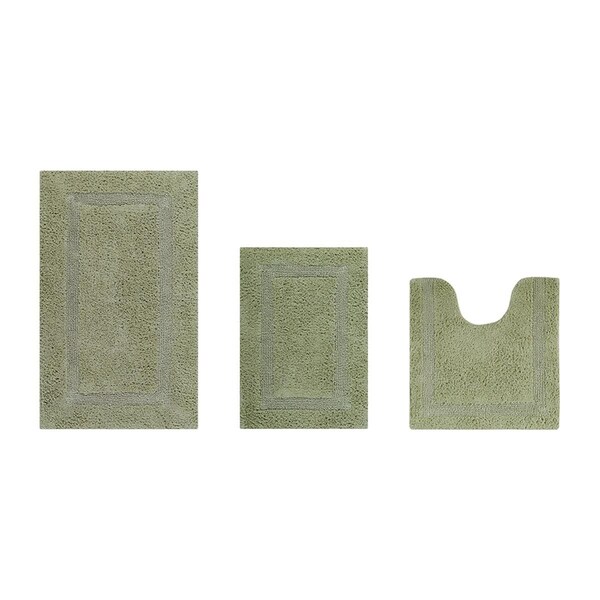 Better Trends Lux Collection 100% Cotton 3 Piece Set 17' x 24', 20' x 20', 21' x 34' Bath Rug Set in Sage - BALU3PC172021SA
