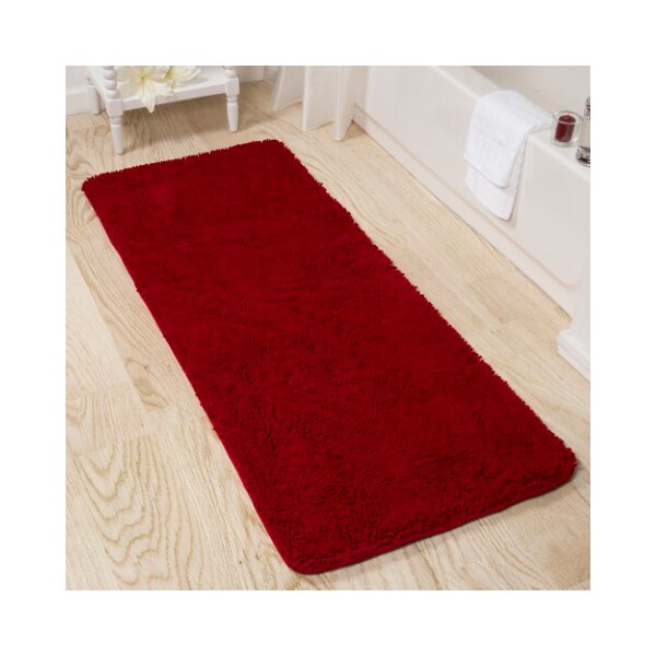 Hastings Home Hastings Home Memory Foam Shag Bath Mat 2-feet by 5-feet - Burgundy - 346890GVU