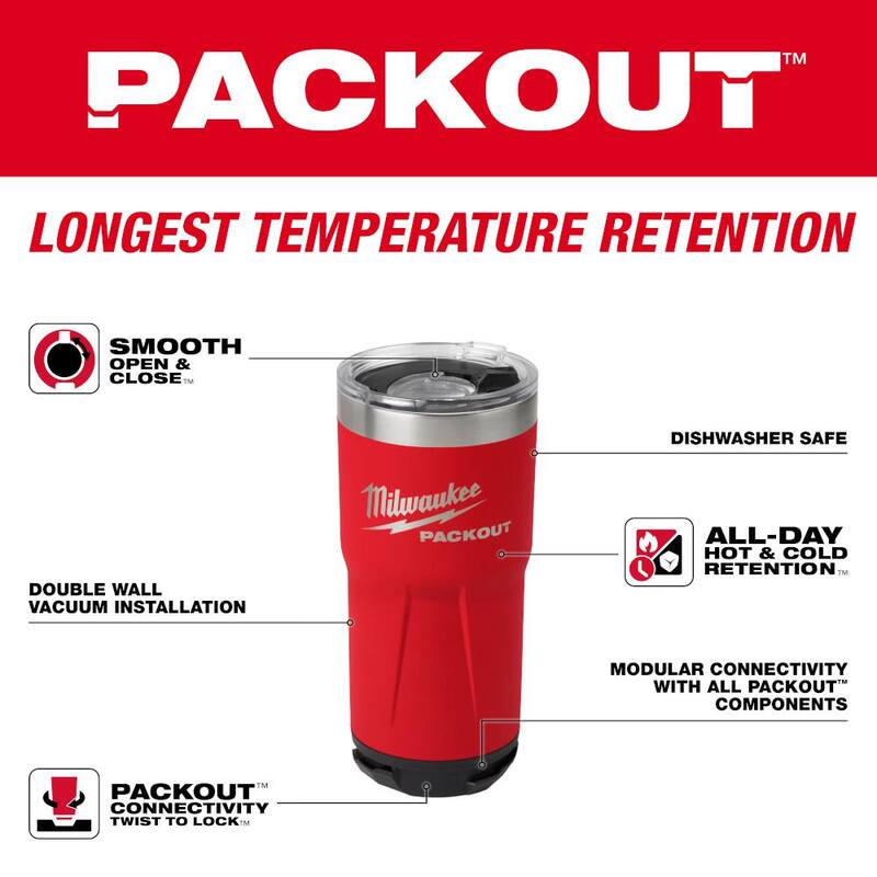 Milwaukee PACKOUT Red 20 oz. Tumbler 2PK - 48-22-8392R-48-22-8392R