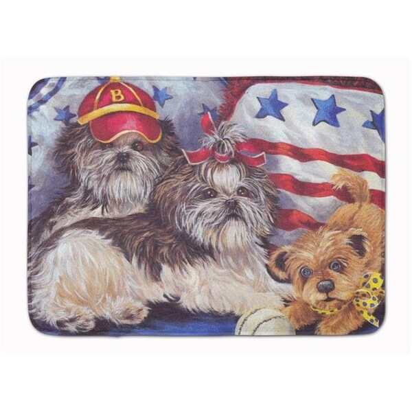 Carolines Treasures Carolines Treasures PPP3273RUG 19 x 27 in. Shih Tzu Americana Sweethearts Machine Washable Memory Foam Mat - PPP3273RUG