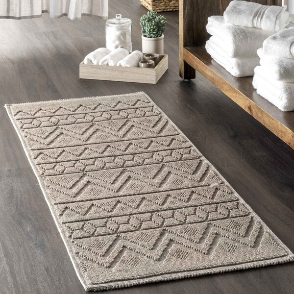 Nuloom Easton Textured Tribal Bath Mat 1ft 5in x 2ft - PSKO07C-1502