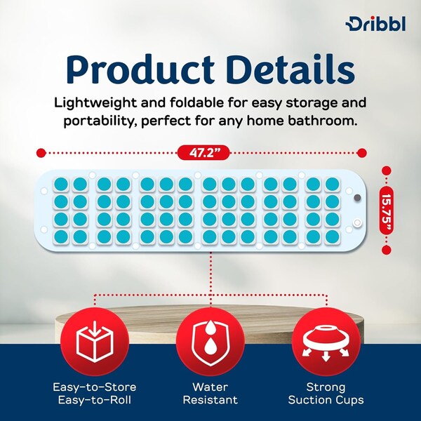Dribbl Electric Bubble Massage Bathtub Mat, Non-Slip Full-Body Waterproof Hot Tub Motorized Air Pump - DRIBHOSPABBAQUA