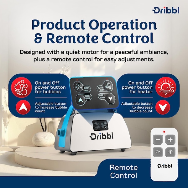 Dribbl Electric Bubble Massage Bathtub Mat, Non-Slip Full-Body Waterproof Hot Tub Motorized Air Pump - DRIBHOSPABBAQUA