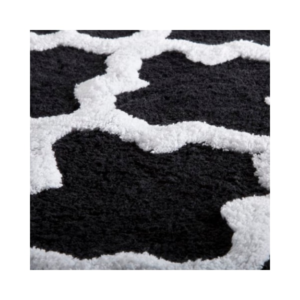 Hastings Home Hastings Home 100 Percent Cotton Trellis Bathroom Mat - 24x60 inches - Black - 663069MER