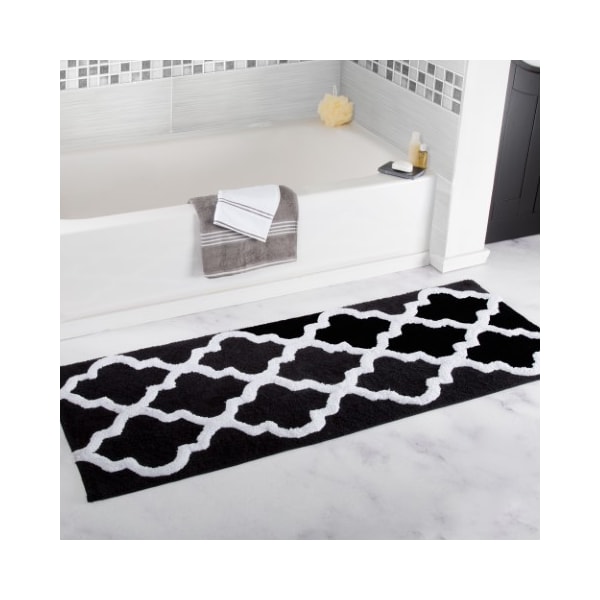 Hastings Home Hastings Home 100 Percent Cotton Trellis Bathroom Mat - 24x60 inches - Black - 663069MER