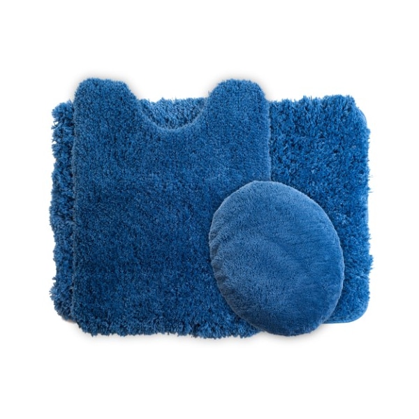 Hastings Home Hastings Home 3 Piece Super Plush Non-Slip Bath Mat Rug Set - Navy - 249436YKA