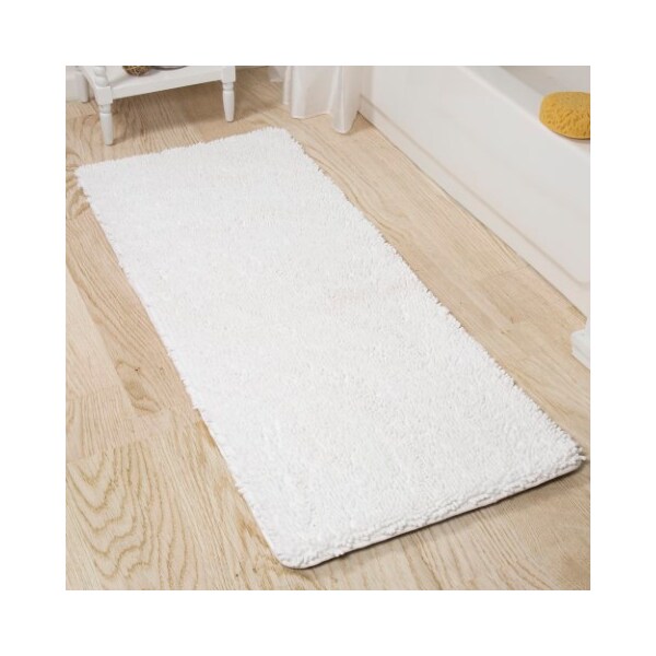 Hastings Home Hastings Home Memory Foam Shag Bath Mat 2-feet by 5-feet - White - 567777FPB