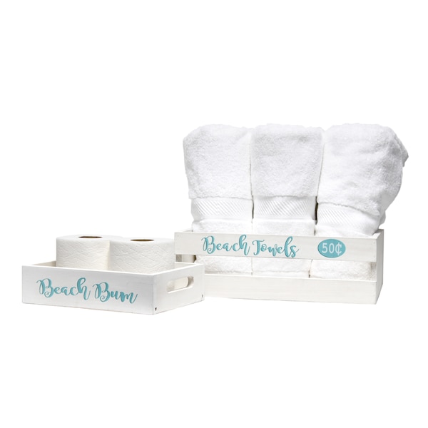 Elegant Designs Three Piece Decorative Wood Bathroom Set, Small, Coastal/Beach - HG3100-WBH