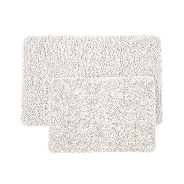 Hastings Home Hastings Home 2 Piece Memory Foam Shag Bath Mat - White - 330821UVD