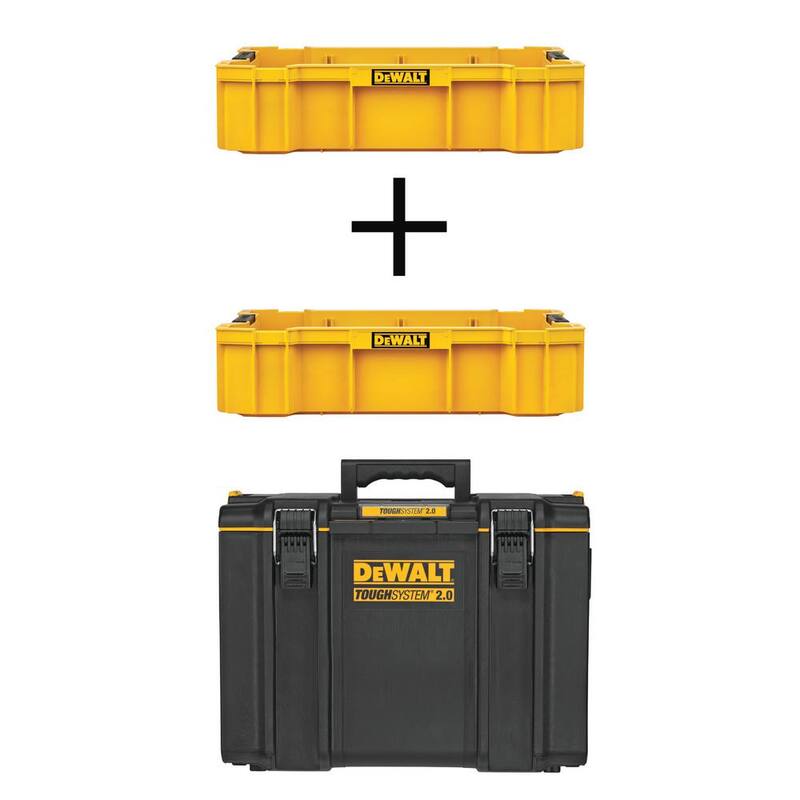 DEWALT TOUGHSYSTEM 2.0 22 in. Deep Tool Trays (2 Pack) and TOUGHSYSTEM 2.0 22 in. Extra Large Tool Box - DWST08120W08400