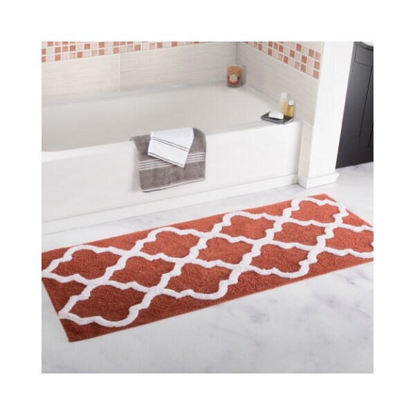 Hastings Home Hastings Home 100 Percent Cotton Trellis Bathroom Mat - 24x60 inches - Brick - 542259LWM