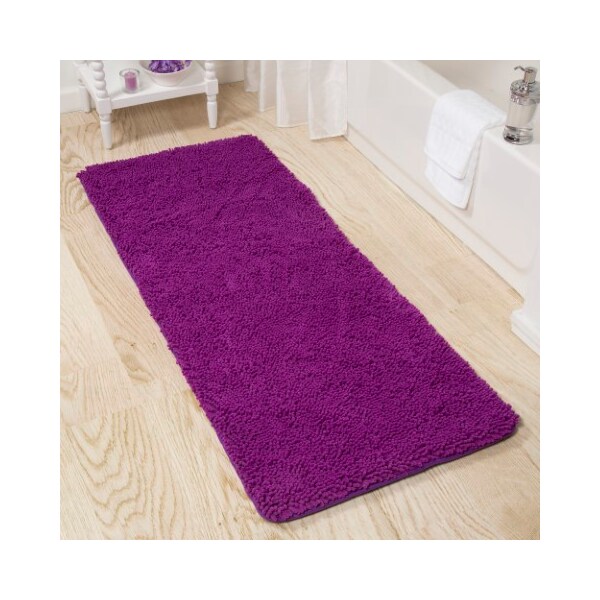 Hastings Home Hastings Home Memory Foam Shag Bath Mat 2-feet by 5-feet - Purple - 490019GNS