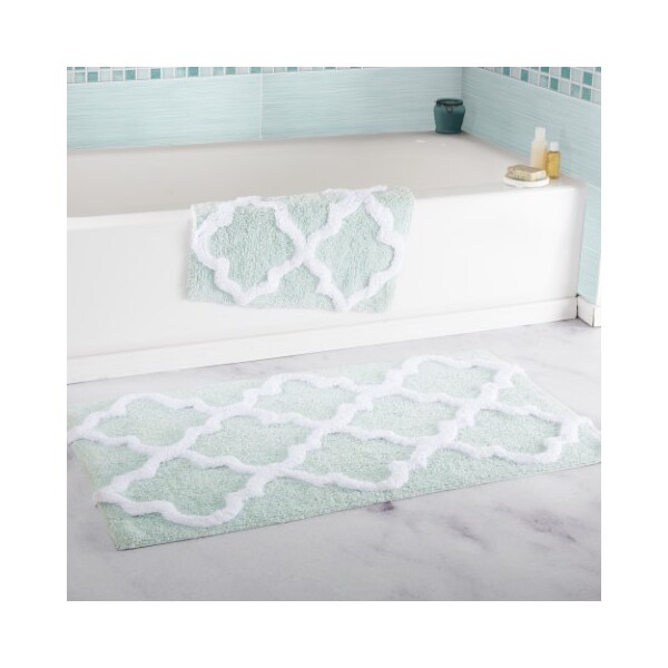 Hastings Home Hastings Home 100 Percent Cotton 2 Piece Trellis Bathroom Mat Set - Seafoam - 917042NPJ