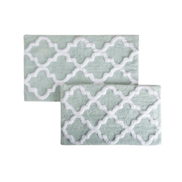 Hastings Home Hastings Home 100 Percent Cotton 2 Piece Trellis Bathroom Mat Set - Seafoam - 917042NPJ